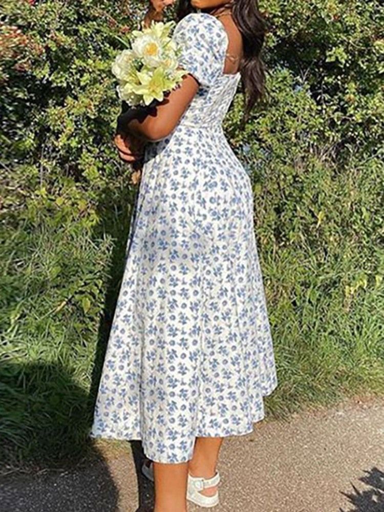 Robe Pour Femmes À La Mode Et À La Cheville Et À Encolure Carrée