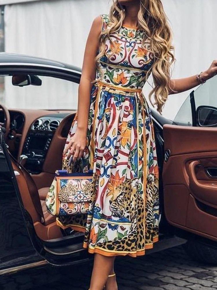 Robe À Fleurs Sans Manches À La Mode Africaine Pour Femmes