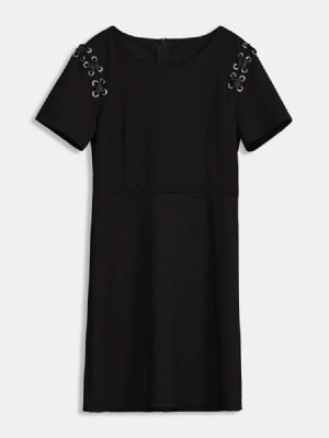 Robe De Jour À Manches Courtes Et À Épaules Dénudées Pour Femmes