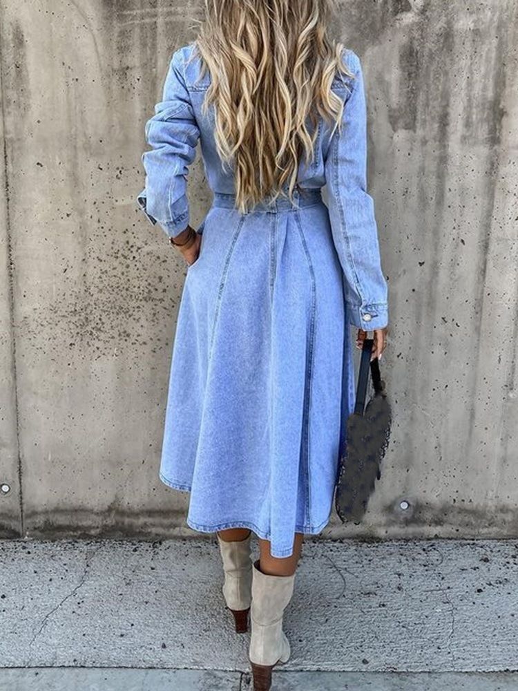 Robe À Lacets À Manches Longues Et Mi-mollet Pour Femmes