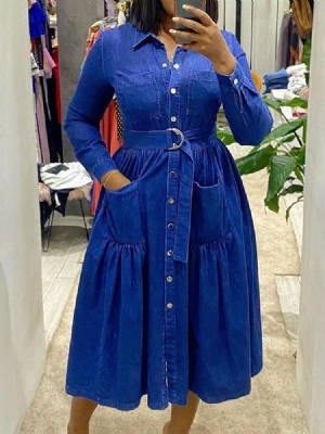 Robe À Lacets Mi-mollet À Manches Neufs Et À Manches Longues Pour Femmes