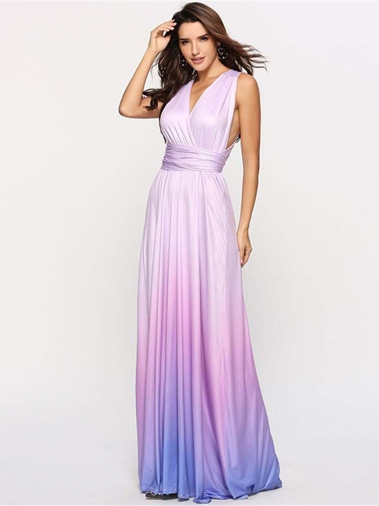 Robe Longue D'expansion Sans Manches À Cocktail Dégradé Pour Femmes