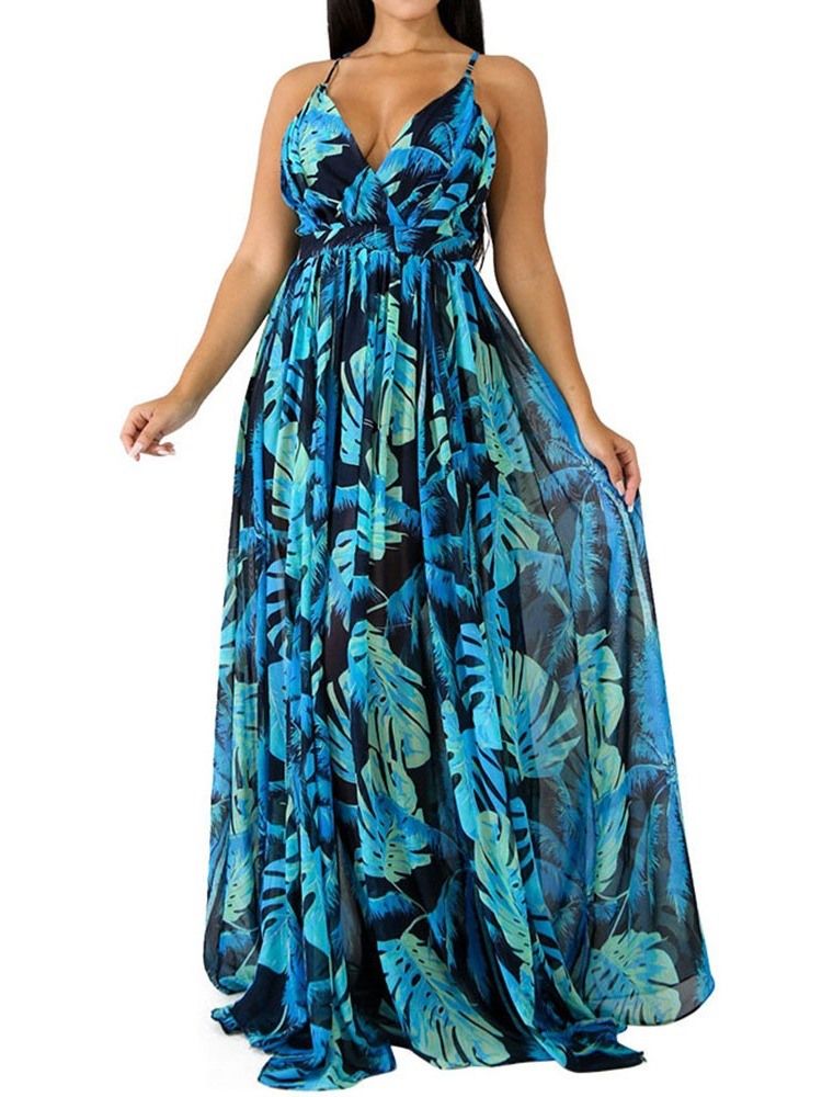 Robe Longue À Fleurs À La Mode Et Dos Nu À Col En V Robes De Plage Pour Femmes