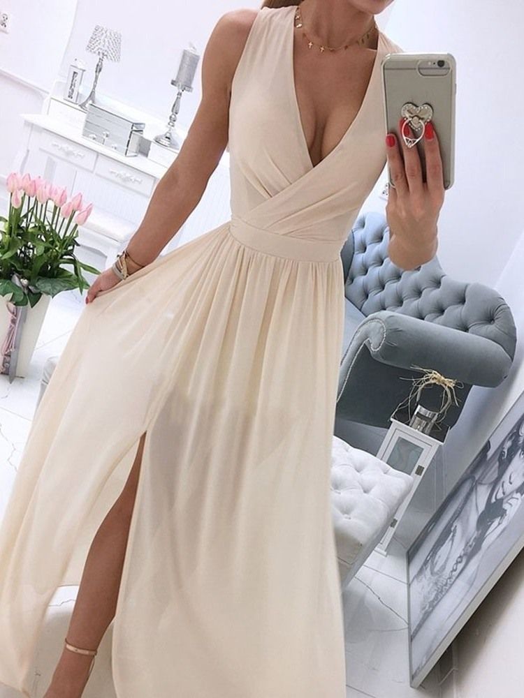 Robe Longue Sans Manches En Patchwork De Longueur Au Sol Pour Femmes Robe D'invité De Mariage