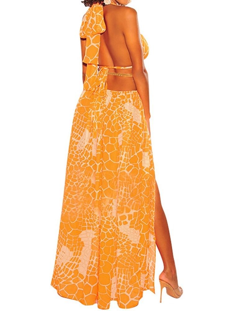 Robe Longue Toutes Saisons Fendue Sans Manches Fendue Au Sol A-line Robes De Plage Pour Femmes