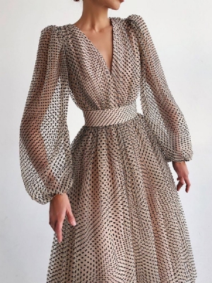 Robe En Maille À Col En V Et Col En V Pour Femmes