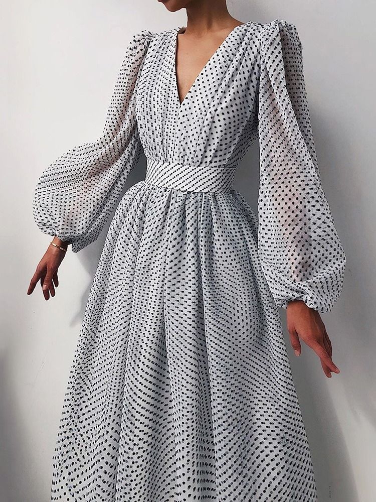 Robe En Maille À Col En V Et Col En V Pour Femmes