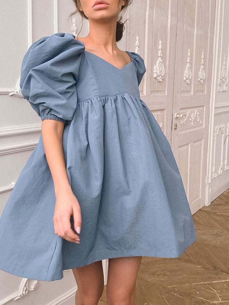 Robe À Manches Bouffantes À Manches Bouffantes Et Patchwork Au-dessus Du Genou Pour Femmes