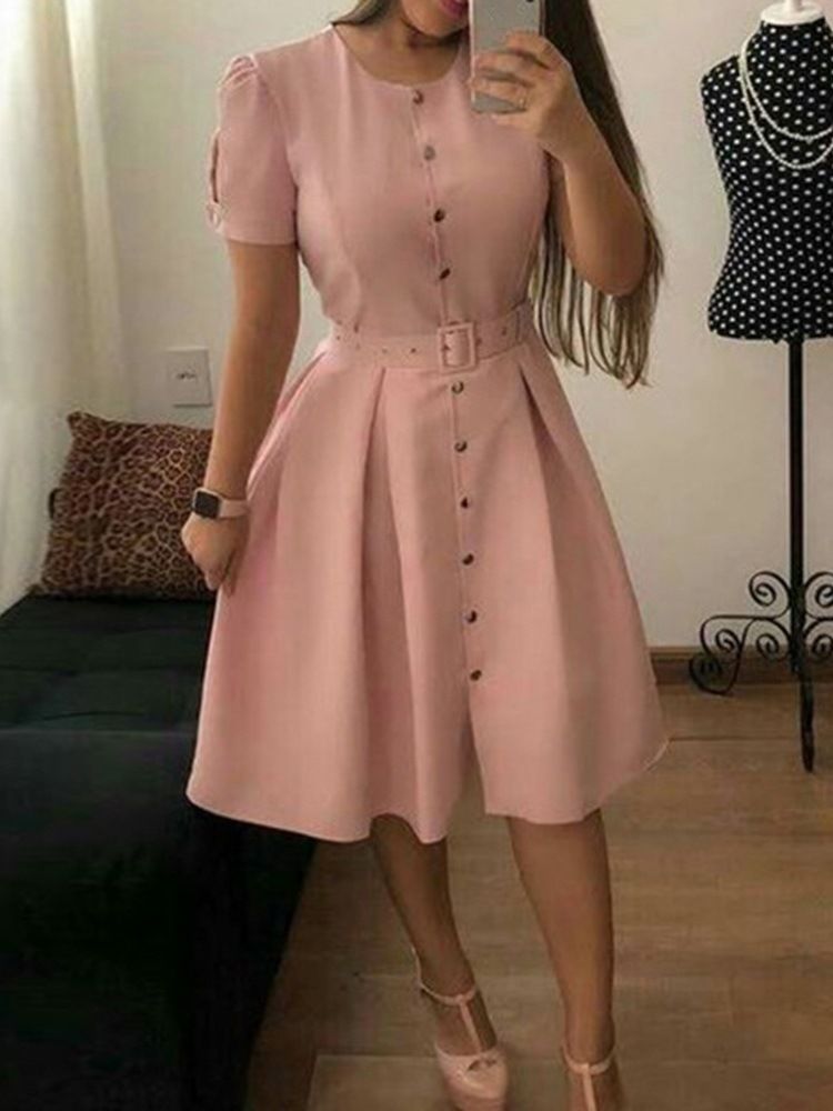 Robe À Manches Courtes Et Col Rond Pour Femme