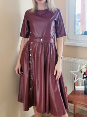 Robe À Manches Courtes Et Col Rond Pour Femmes