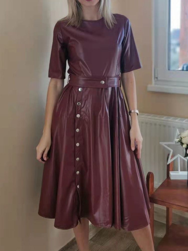 Robe À Manches Courtes Et Col Rond Pour Femmes