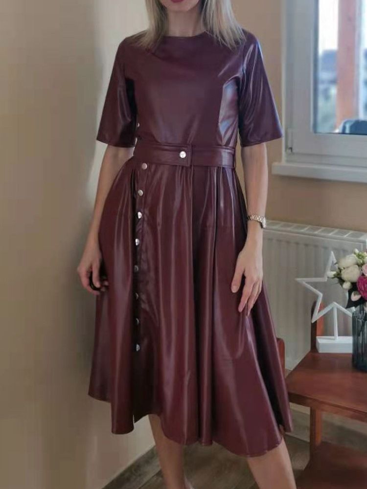 Robe À Manches Courtes Et Col Rond Pour Femmes