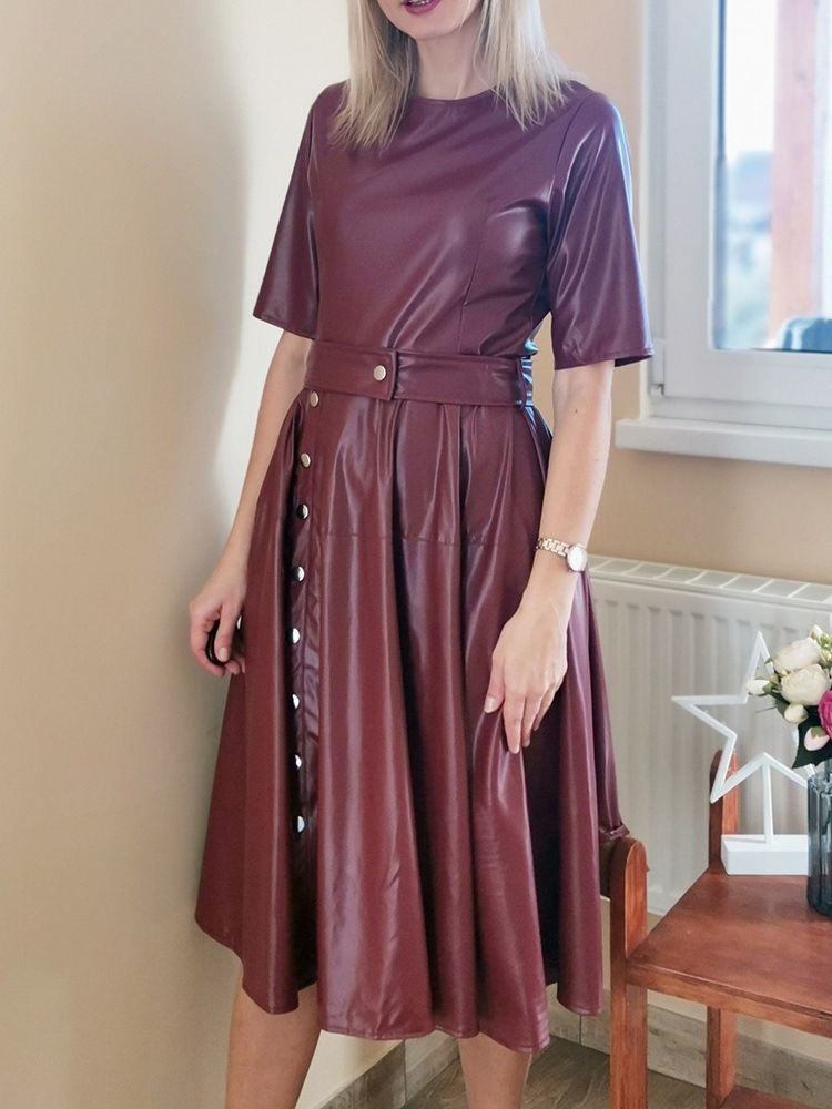 Robe À Manches Courtes Et Col Rond Pour Femmes