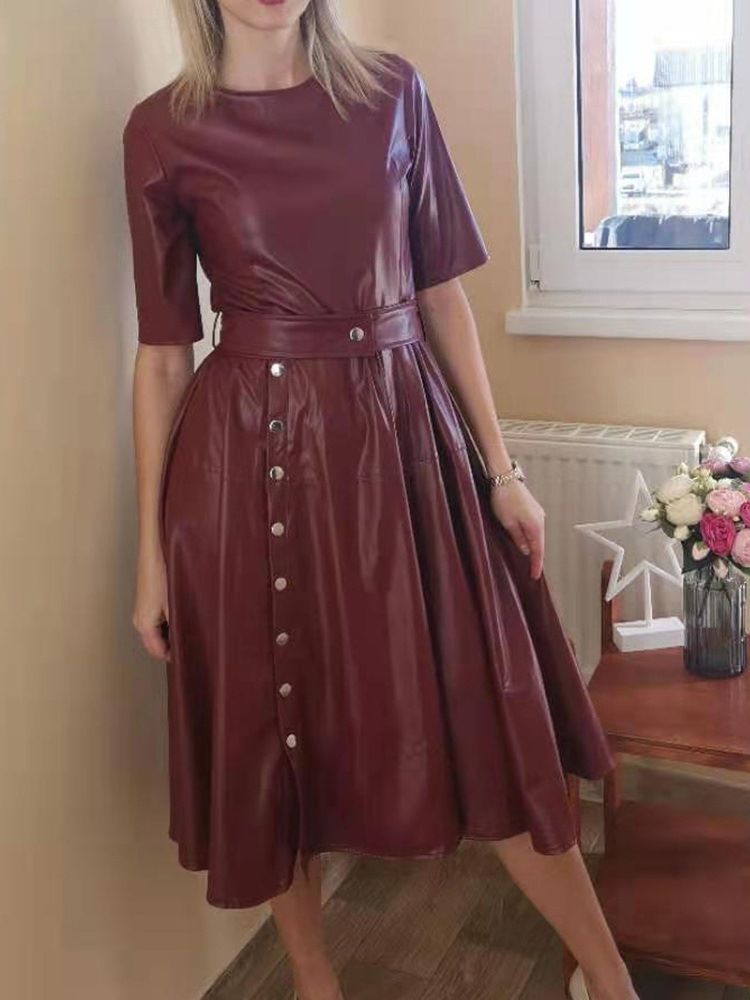 Robe À Manches Courtes Et Col Rond Pour Femmes