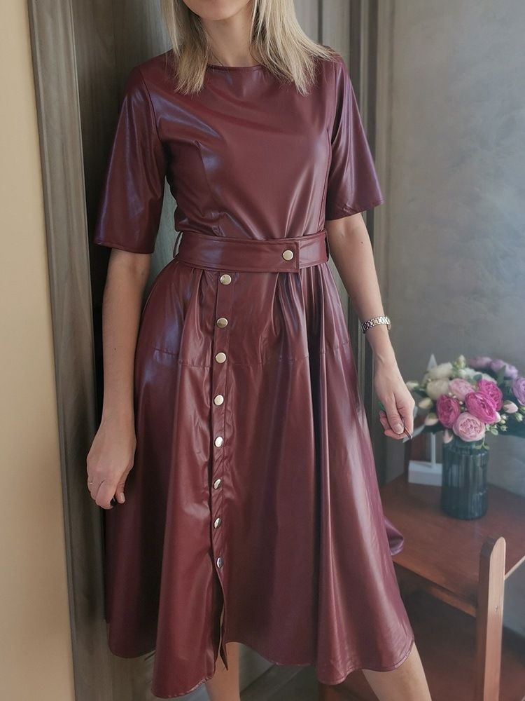 Robe À Manches Courtes Et Col Rond Pour Femmes