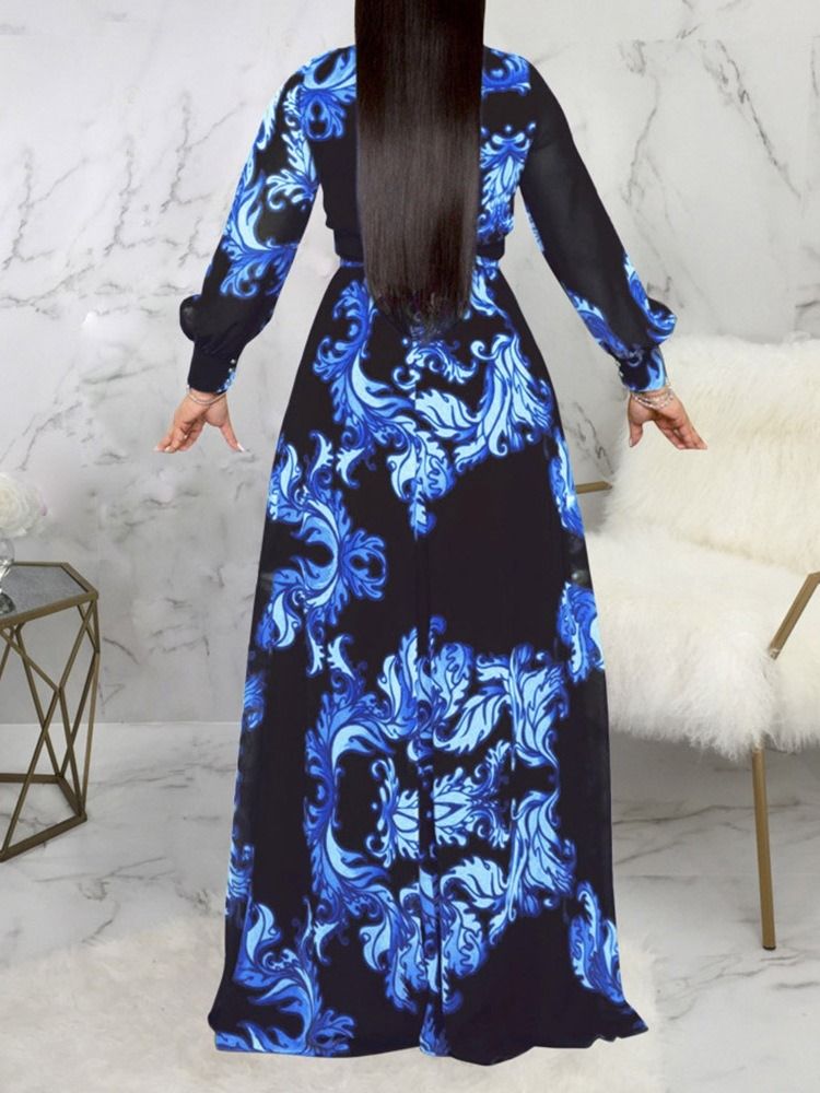 Robe À Manches Longues Et À Encolure En V Pour Femmes