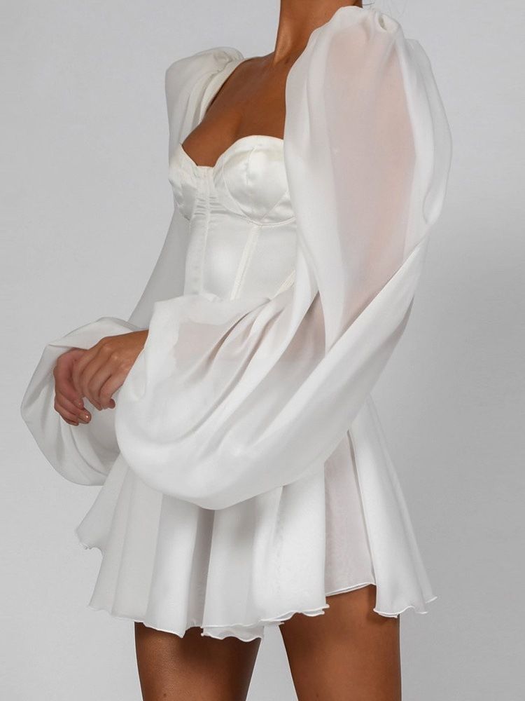 Robe À Manches Longues Transparente Au-dessus Du Genou Pour Femmes