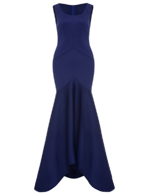 Robe Maxi Unie Eicdress Bleu Royal À Glissière Au Dos Pour Femme