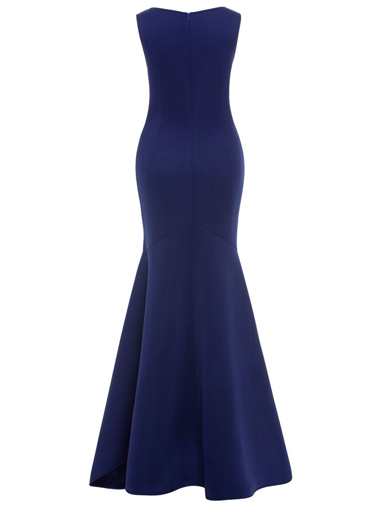 Robe Maxi Unie Eicdress Bleu Royal À Glissière Au Dos Pour Femme