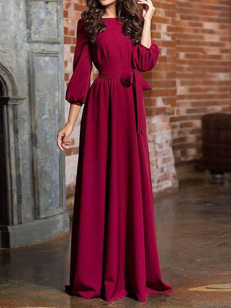 Robe Maxi Unie À Poche A-line Expansion Pour Femmes