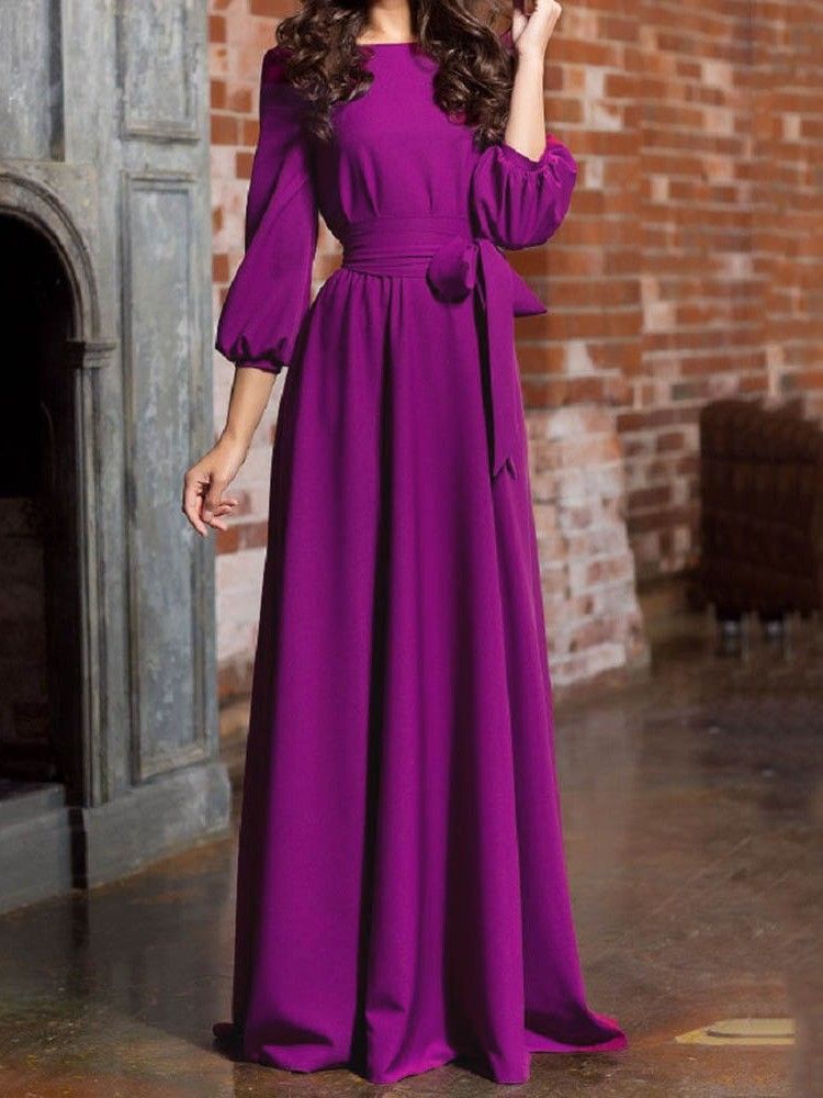 Robe Maxi Unie À Poche A-line Expansion Pour Femmes