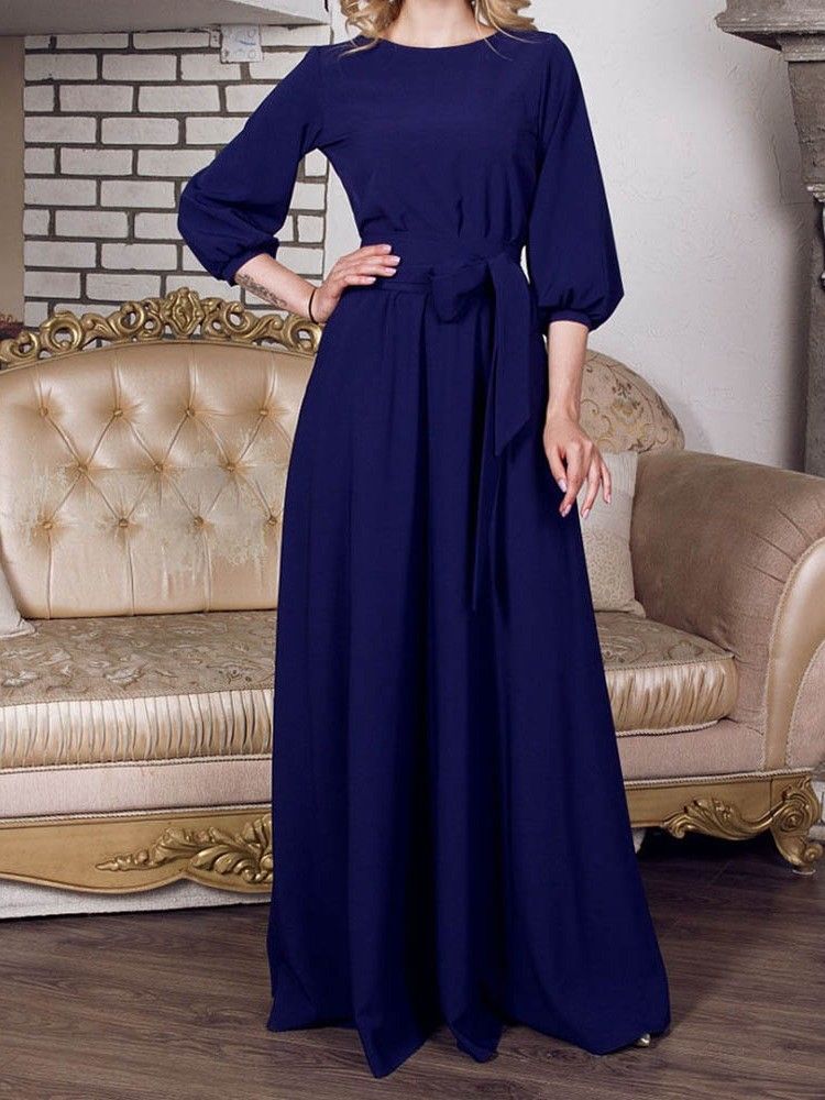 Robe Maxi Unie À Poche A-line Expansion Pour Femmes