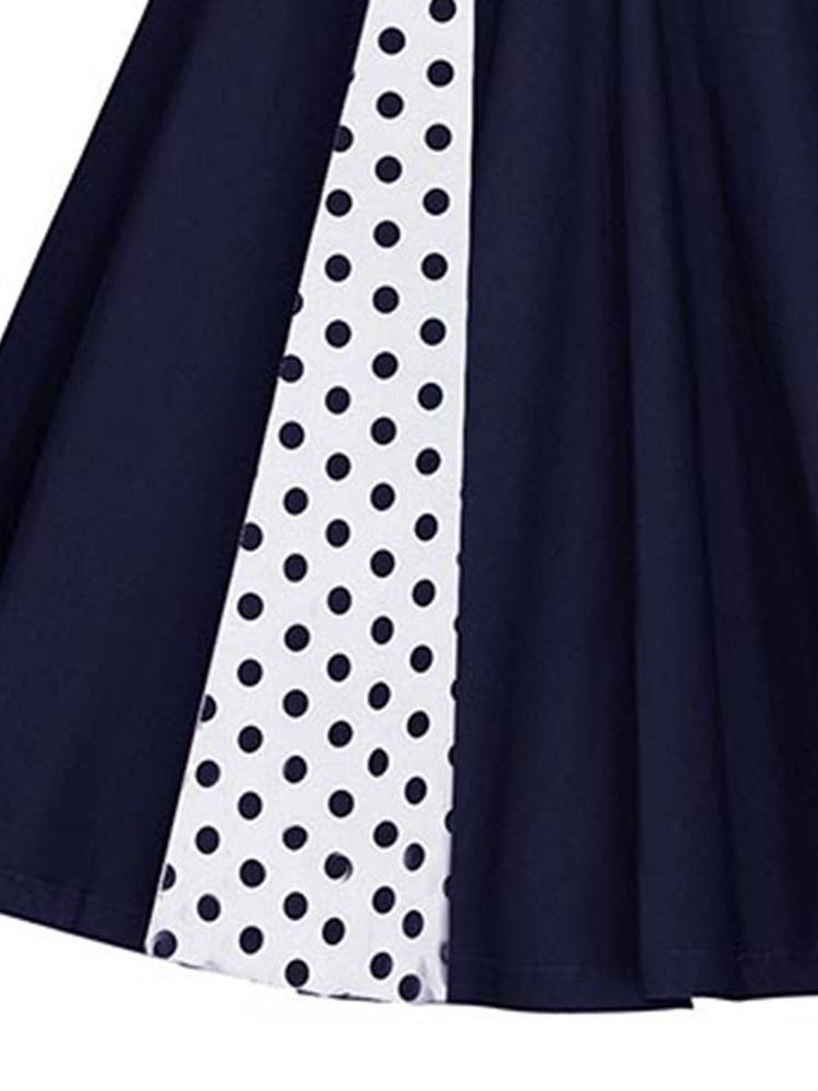 Robe Patchwork Mi-mollet À Imprimé À Pois Pour Femmes