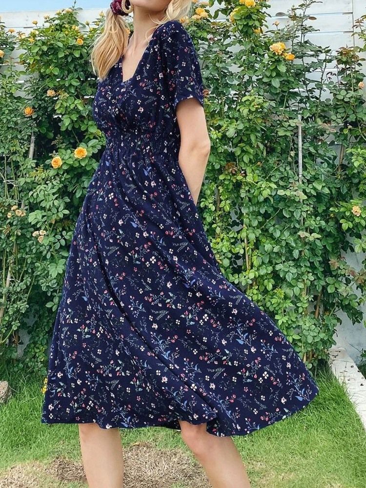 Robe Pull À La Mode Pour Femmes À Manches Courtes Et À Encolure En V