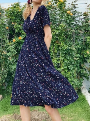 Robe Pull À La Mode Pour Femmes À Manches Courtes Et À Encolure En V