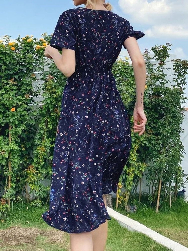 Robe Pull À La Mode Pour Femmes À Manches Courtes Et À Encolure En V