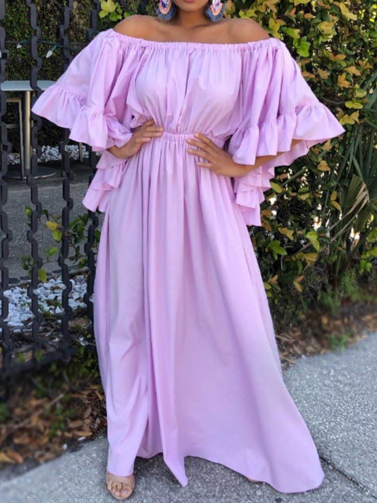 Robe Pull Taille Haute Plissée À Manches Trois-quarts Pour Femmes