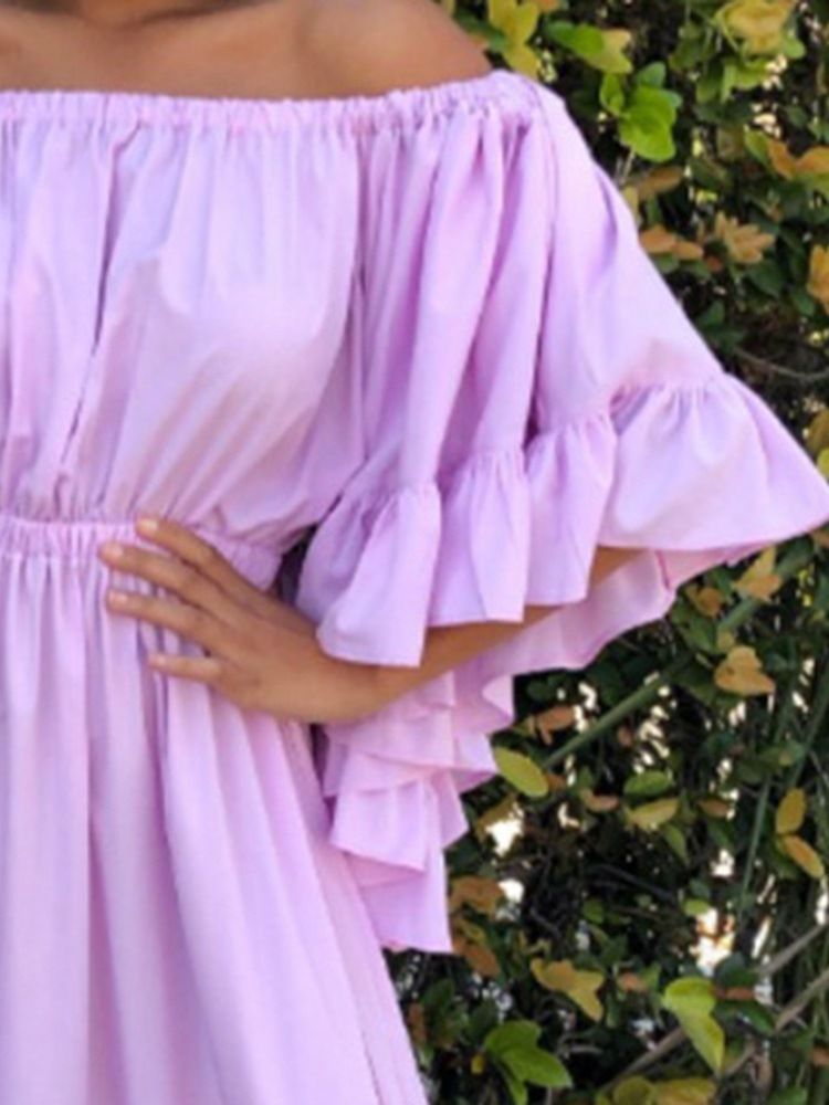 Robe Pull Taille Haute Plissée À Manches Trois-quarts Pour Femmes