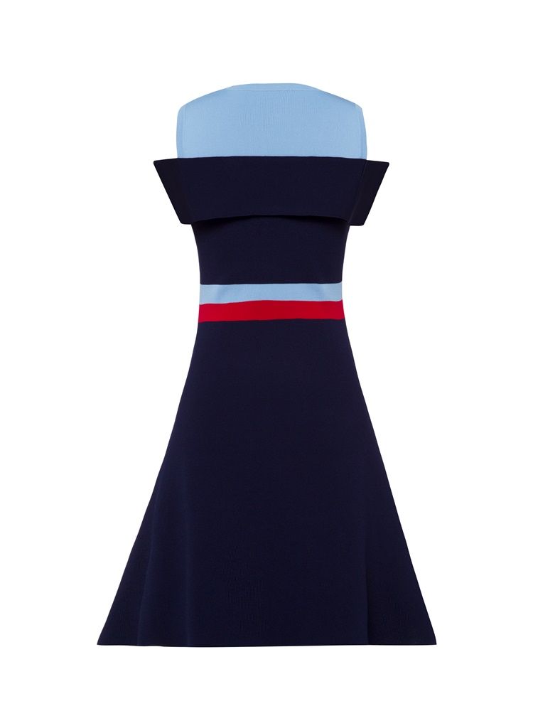 Robe Trapèze À Épaules Dénudées Et Color Block Pour Femmes