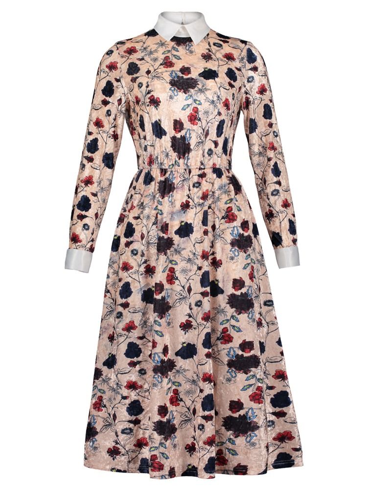 Robe Trapèze À Imprimé Floral Et Col Polo Pour Femme