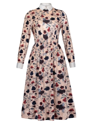 Robe Trapèze À Imprimé Floral Et Col Polo Pour Femme