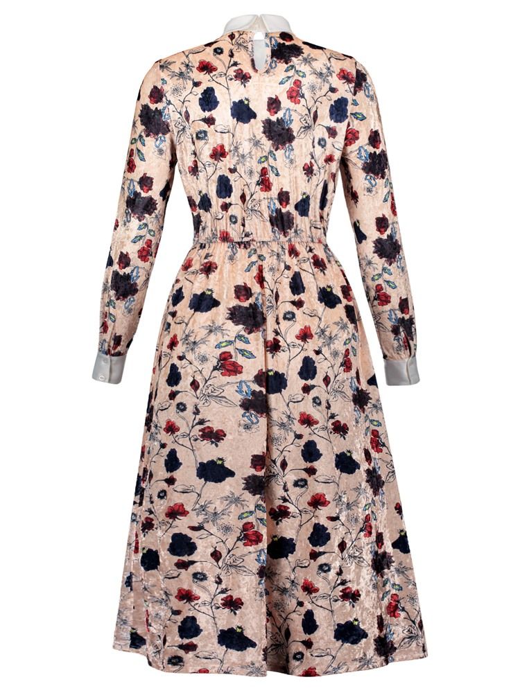 Robe Trapèze À Imprimé Floral Et Col Polo Pour Femme