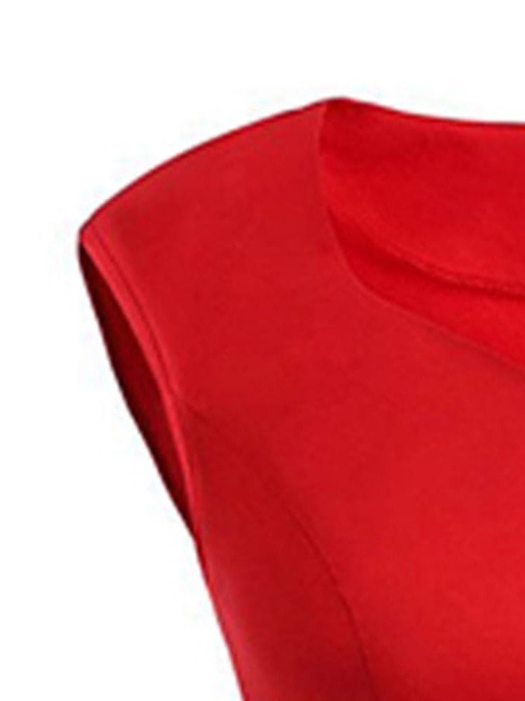 Robe Trapèze Plissée Sans Manches Au Genou Pour Femmes