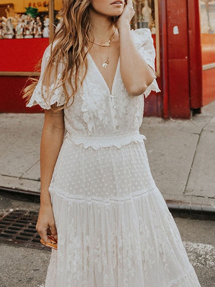 Robe Trapèze Régulière À Manches Courtes Et À Manches Courtes Pour Femmes