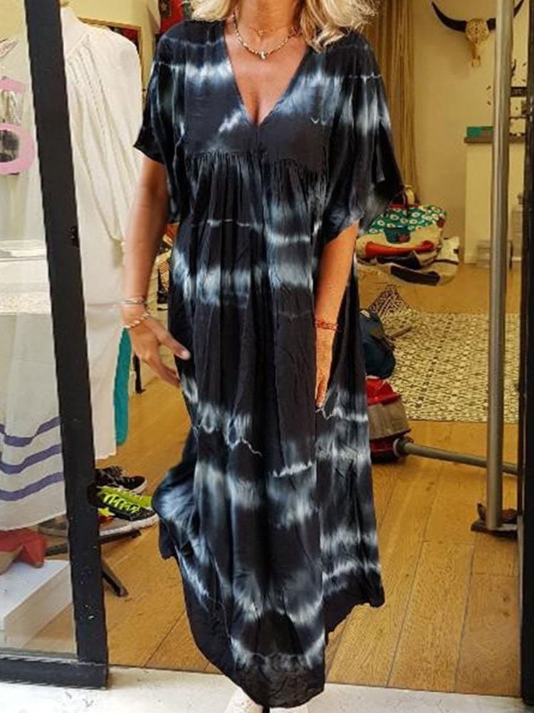 Robe Trapèze À Taille Haute Et À Encolure En V Pour Femmes