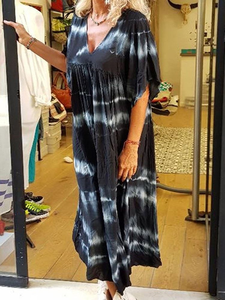 Robe Trapèze À Taille Haute Et À Encolure En V Pour Femmes