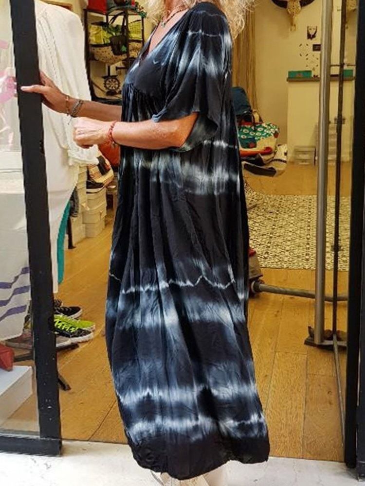 Robe Trapèze À Taille Haute Et À Encolure En V Pour Femmes