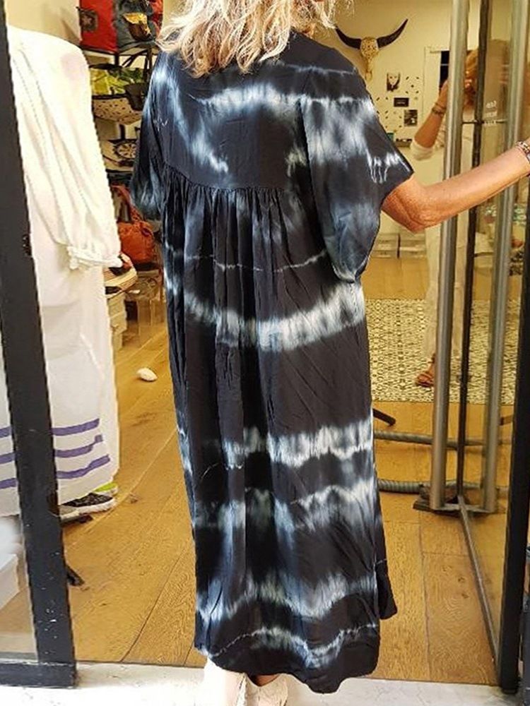 Robe Trapèze À Taille Haute Et À Encolure En V Pour Femmes