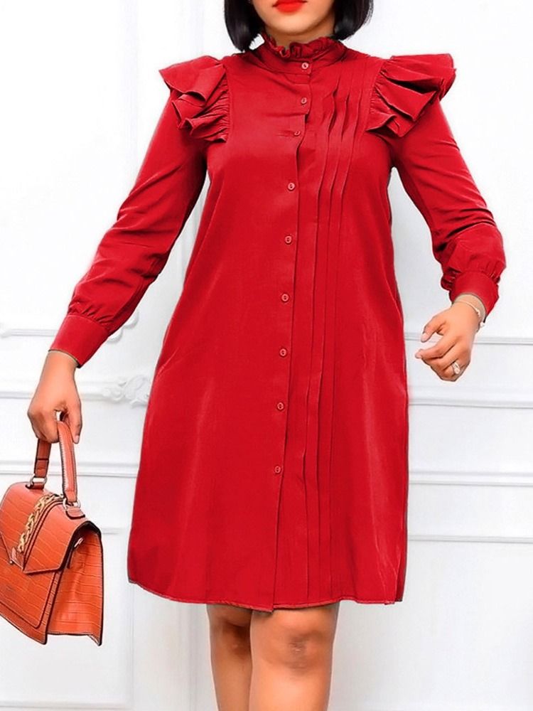 Robe Unie Pour Femme Avec Col Montant Au-dessus Du Genou