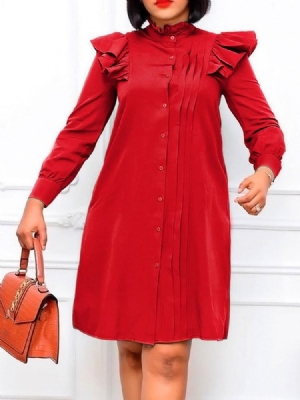 Robe Unie Pour Femme Avec Col Montant Au-dessus Du Genou