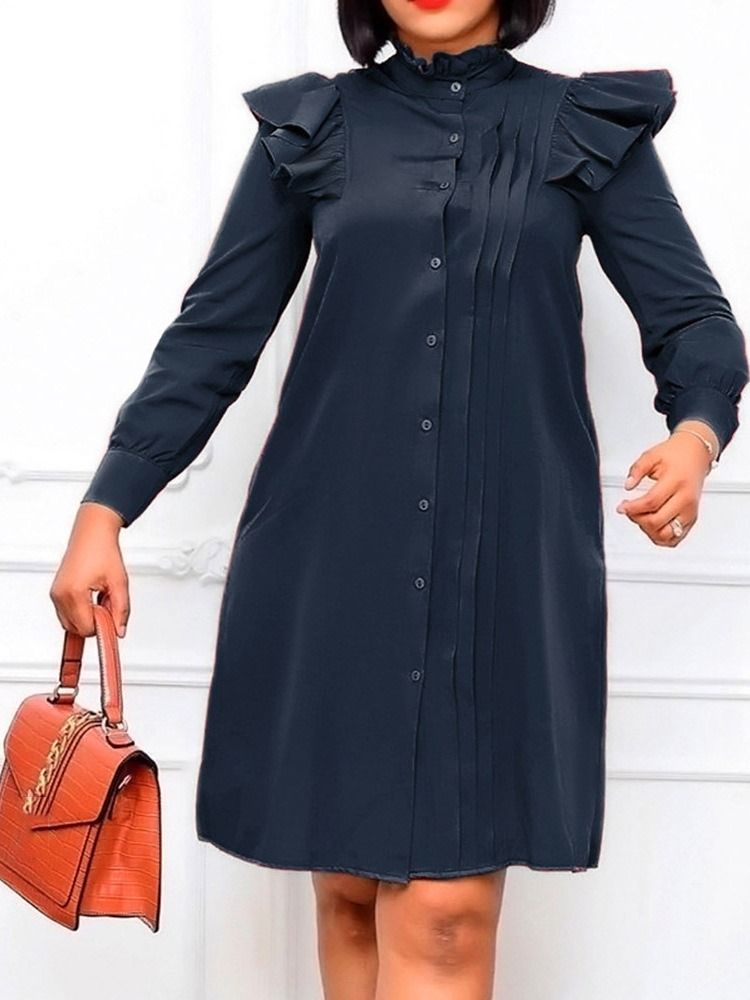 Robe Unie Pour Femme Avec Col Montant Au-dessus Du Genou