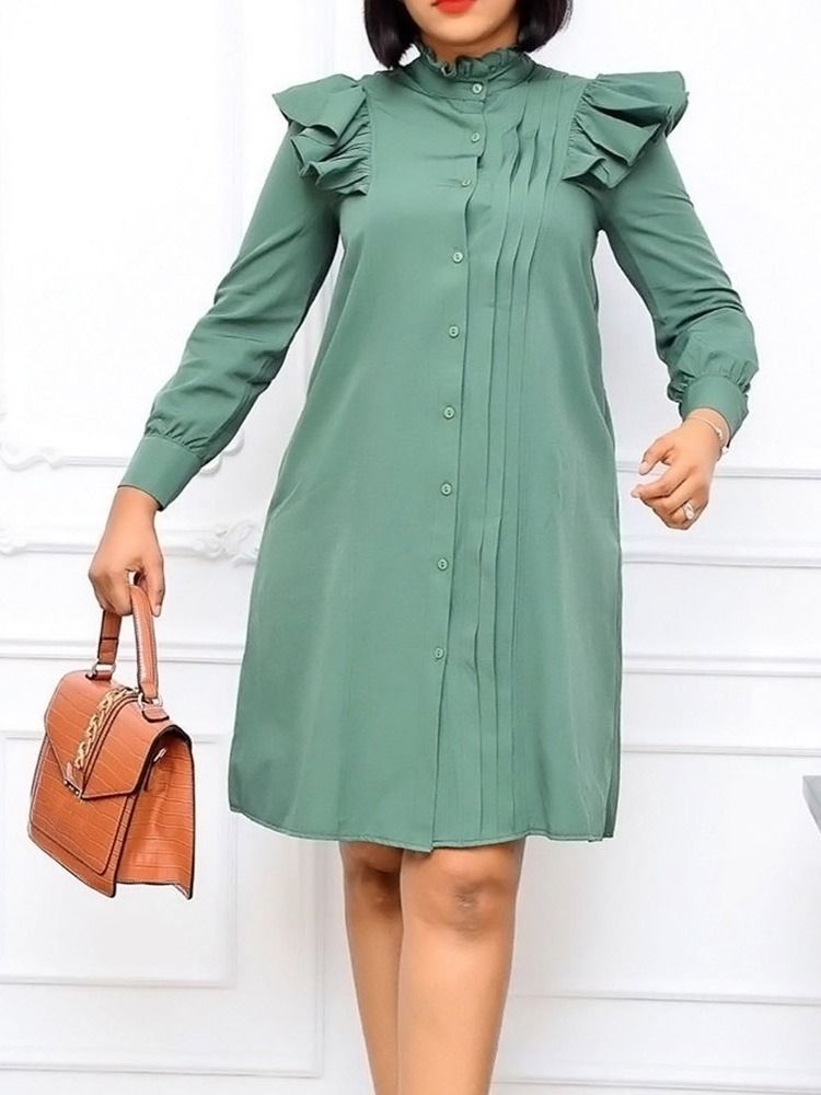 Robe Unie Pour Femme Avec Col Montant Au-dessus Du Genou