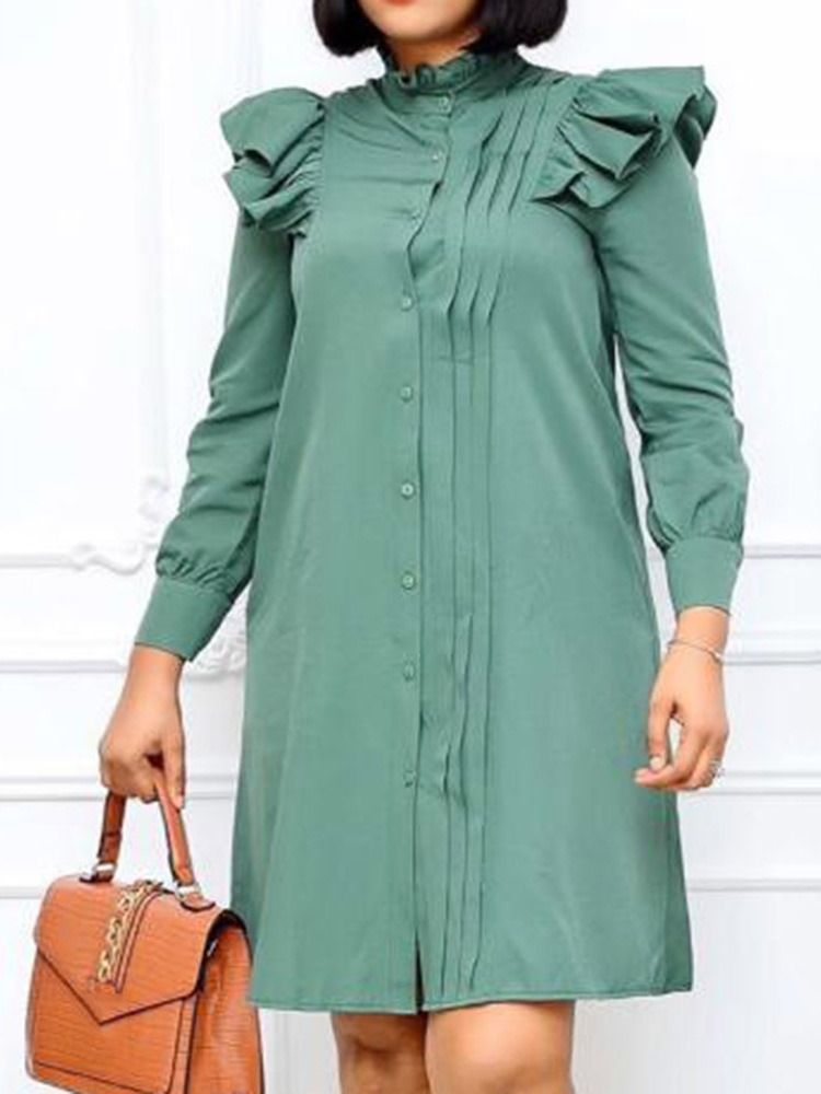 Robe Unie Pour Femme Avec Col Montant Au-dessus Du Genou