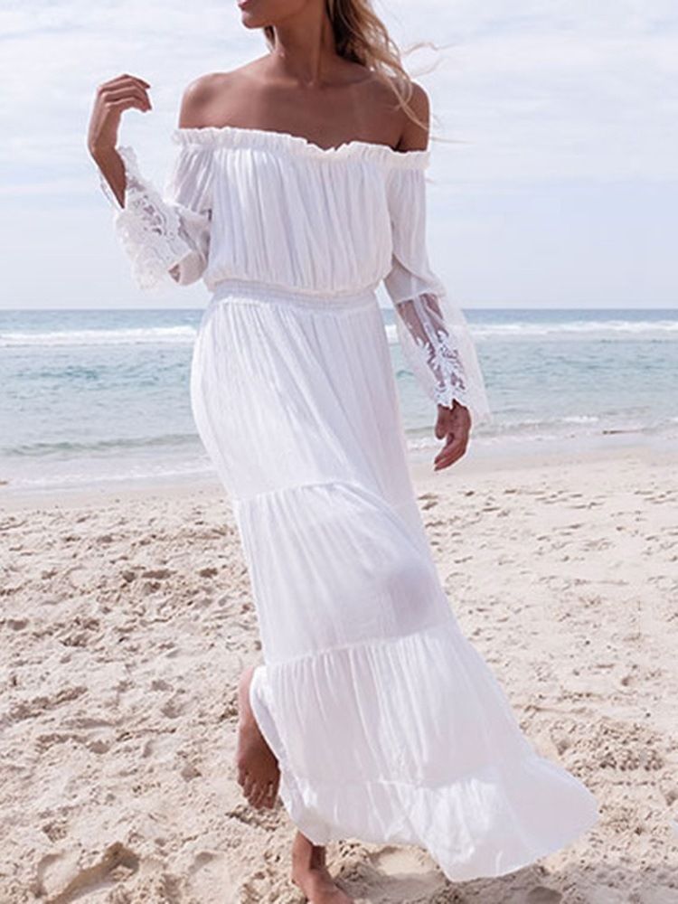 Robes De Plage À Manches Longues Et À Épaules Dénudées Pour Femmes