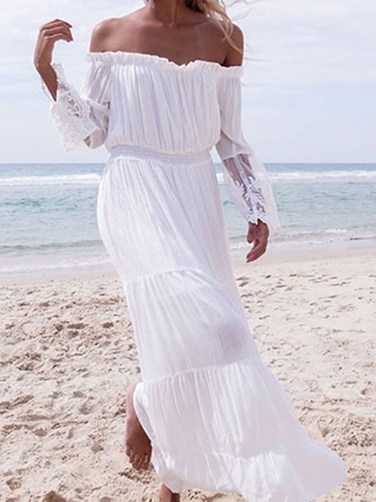 Robes De Plage À Manches Longues Et À Épaules Dénudées Pour Femmes