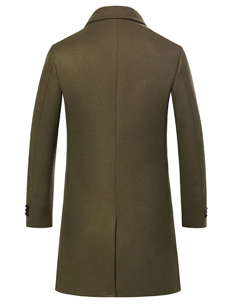 Manteau D'hiver À Boutonnage Simple Pour Hommes Mi-longueur Bloc De Couleur